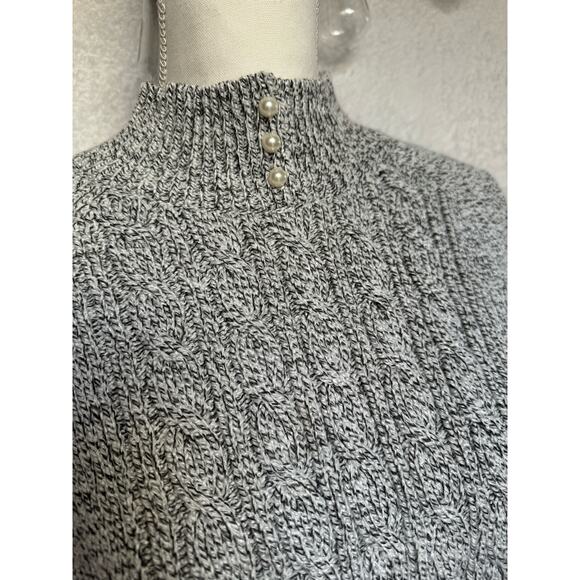Rebecca Malone Turtle Neck Knitted Sweater Gray White Blend Acrylic Women's XL - Picture 4 of 9